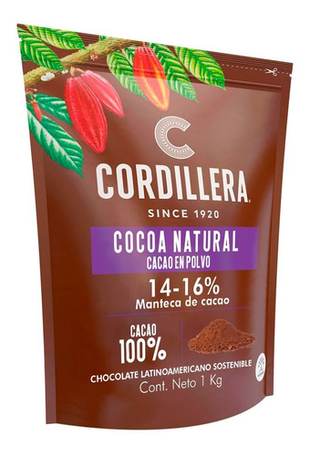 Cocoa Cordillera Cacao 100% Natural 1 - Kg a $61600