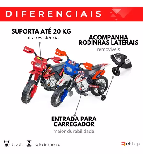 Moto Elétrica Infantil 6v - Motocross Azul - 241 - Xplast - Real