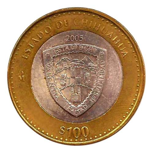 1 Moneda De 100 Pesos Circulada De Chihuahua Fase 1
