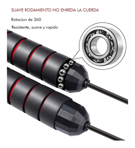 Lazo Cuerda Para Saltar Gym Con Rodamientos Guaya Ajustable