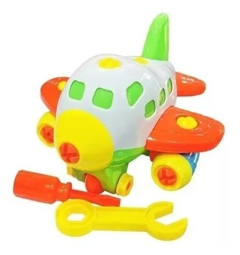 Imagen 3 de 7 de Avion Infantil Desarmable Encastre Herramientas Niño Bebe