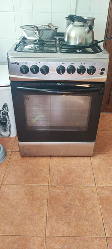 Cocina Delne 4 Hornallas Gas Acero Inox. 60cm Con Grill