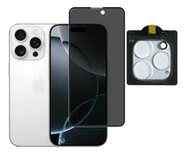 Comprar Vidrio Templado Anti Espía Para Iphone 16 Pro + Prot Cámara