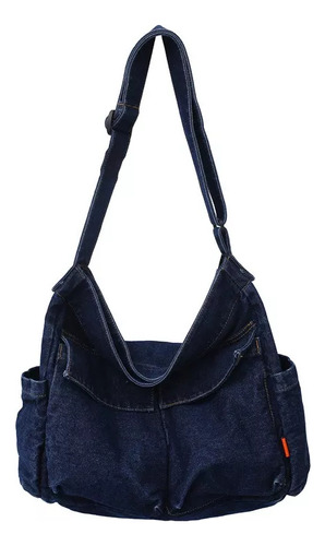 Bolsa Crossbody Jeans Vintage De Grande Capacidade