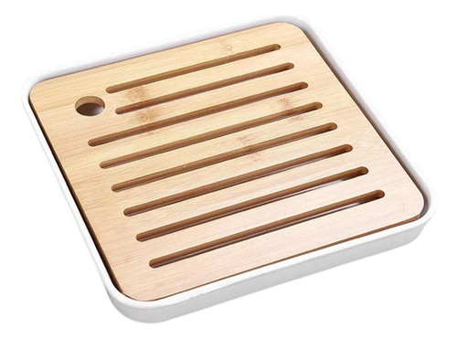 Mesa De Bandeja De Chá De Kung Fu De Bambu Que Serve Branco