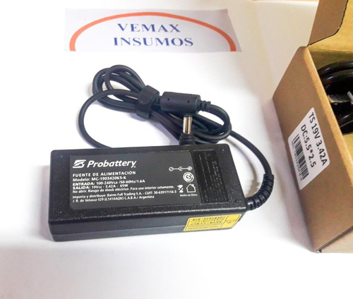 Cargador P/ Toshiba 19v 3.42a 65w Pin 5.5*2.5 Con Cable