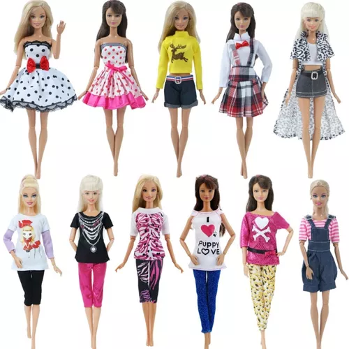 Lote Kit 3 Conjuntos Roupas Para Bonecas Barbie - Não Repete