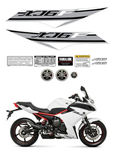 Kit Adesivos Resinado Emblema Para Yamaha Xj6f 13611 Cor Prata