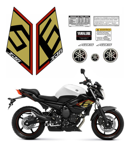 Kit Adesivos Faixa Dourado Para Yamaha Xj6 2015 Sp 13574