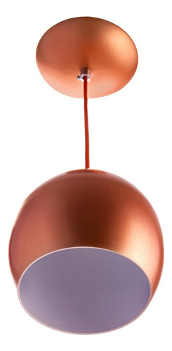 Lustre Pendente Bola Pequena De Alumínio 15cm Cores Estrutura Cobre