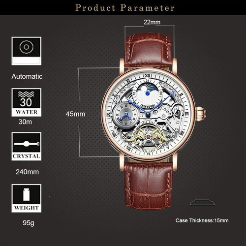 Reloj Mecánico Kinyued J073 Tourbillon Skeleton