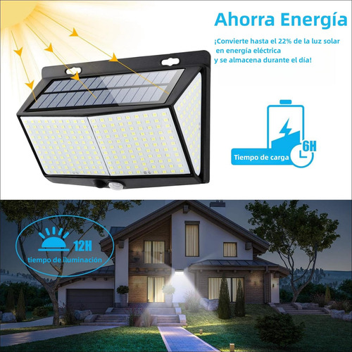 Luz Solar Exterior 2 Paq. 288 Led, 3 Modos Ip65 Waterproof C