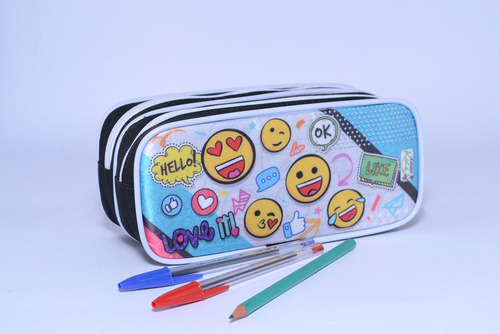Emoticono Double School Case Emoji para niños en color negro/blanco