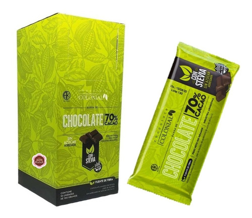 Colonial Stevia 70% Cacao 100g X10 - Sweet Market