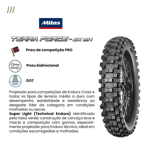 Pneu Enduro Traseiro 100/100-18 59m Crf Ktm Yzf Mitas