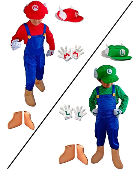 Sueño áspero Comercialización Bajo mandato Disfraz Super Mario Bross Y Luigi Superheroe Niño | Meses sin intereses