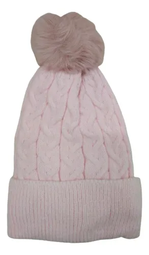 Gorro De Invierno De Dama Abrigo Con Forro Interno Pompón Gris 1