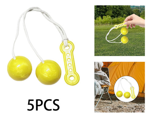 5 Peças Bolas Giratórias Em Uma Corda De Brinquedo Amarelo