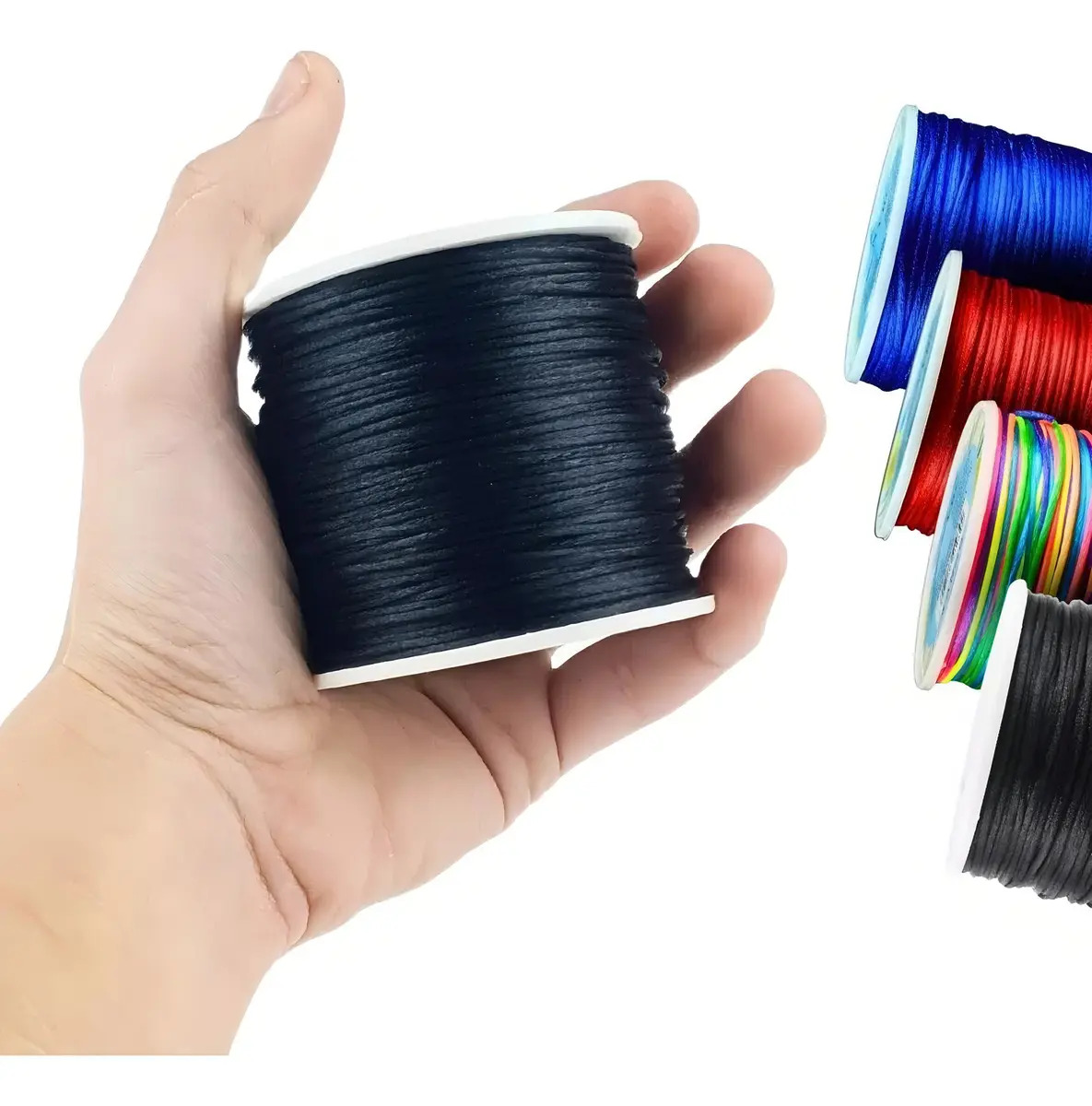 Fio de Seda Preto 1mm Cordão Rabo de Rato para Artesanato