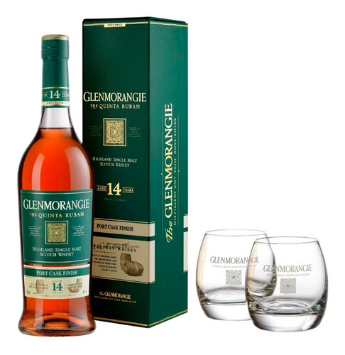 Whisky Glenmorangie Single Malt 14 Años + 2 Vasos Originales