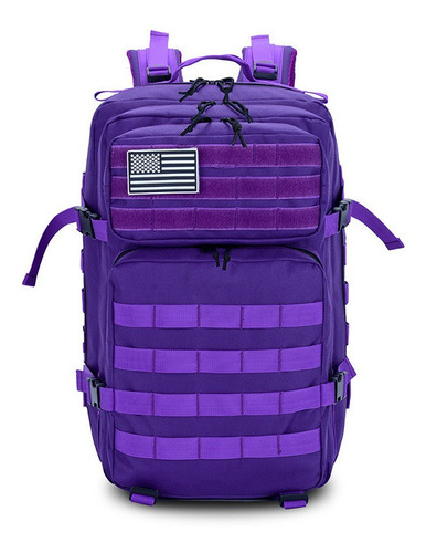 Mochila Tactica Camello 50lt Color Morado Con Parche