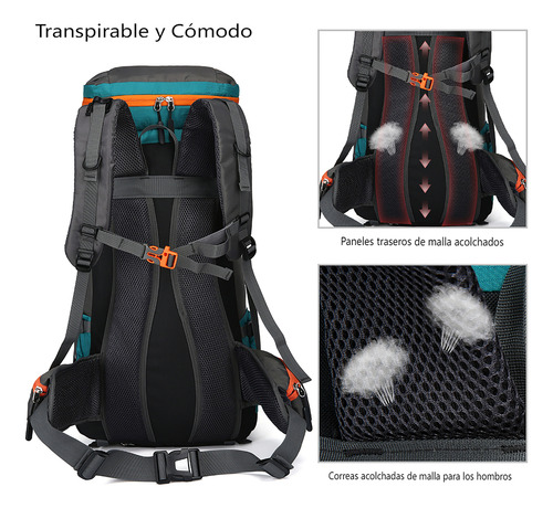 65l Mochila Senderismo Resistente Al Agua+cubierta De Lluvia