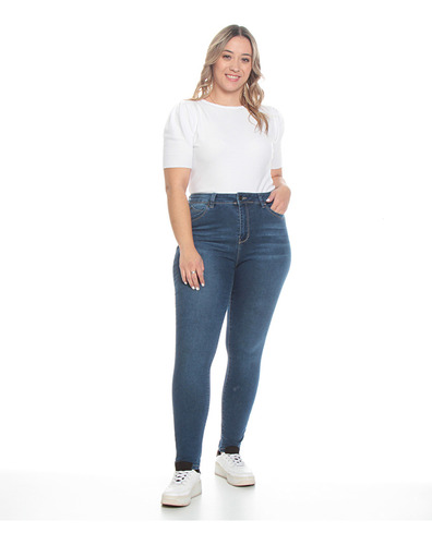 Jeans Mujer Wados Pitillo Pretina Un Boton