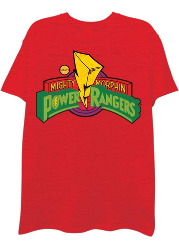 Power Rangers - Polera Para Hombre, Color Rojo Jaspeado, T