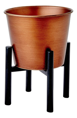 Cachepô Octave Em Metal Cobre Com Suporte Decorativo 19x15cm