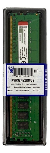 Memoria Ram Valueram Color Verde  32gb 1x32gb Kingston