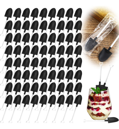 Paquete De 300 Mini Cucharas De Plástico Negras Para Postres