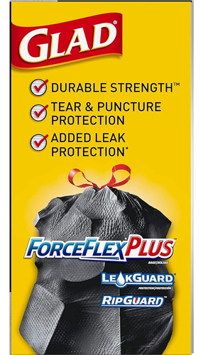 Glad Forceflexplus Bolsas De Basura Grandes Con Cordón - 30 