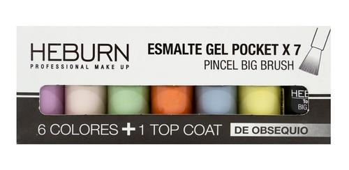 Heburn Set X7 Esmaltes Gel Pocket 07 Color Uñas Manicuría