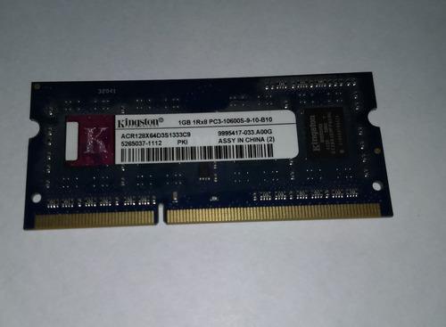 Memoria Ram 1 Gb Kingston Ddr3 Pc3-10600s-9-10-b10 1333mhz