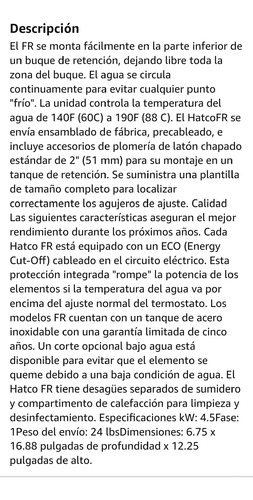 Calentador De Agua Industrial Desinfectante Hatco (Usado)