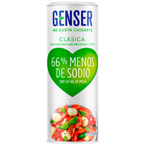 Imagen 2 de 7 de Sal Fina Genser Clasica Salero 90g 66% Menos Sodio