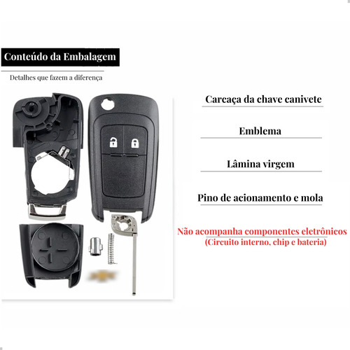 Capa Chave Canivete Gm Onix Spin S10 2013 2014 2015 2016 17
