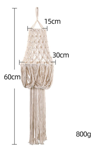 Tejida A Mano Macramé Borla Lámpara Sombra Boho Colgante