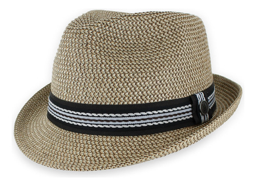 Sombrero Fedora Trilby De Paja De Verano En Azul, Tostado, N