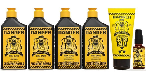 Barba Forte Kit Danger 2 Sh + 2 Cond + 1 Balm + 1 Óleo