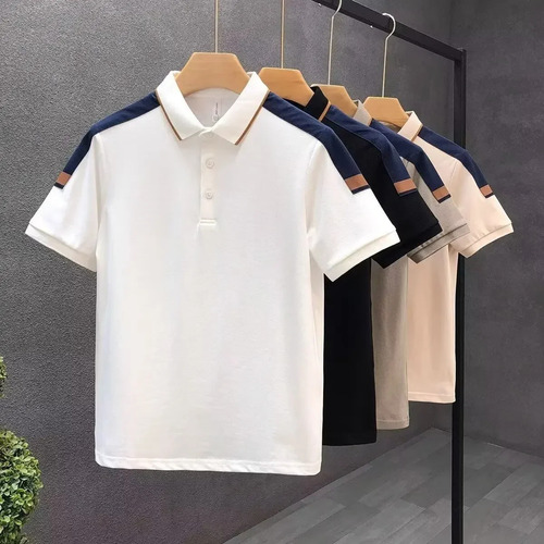 Polo Casual De Manga Corta Con Cuello Fresco Para Hombre