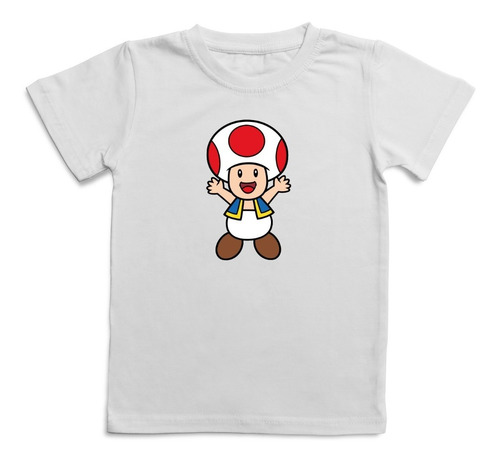 Polera Niños Toad Super Mario Gamer  100% Algodón Gme34