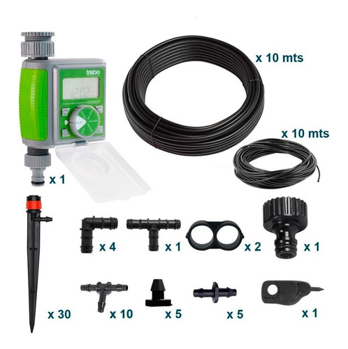 Imagen 1 de 7 de Kit Riego Automatico Goteo 30 Macetas Kit30 Aquaflex