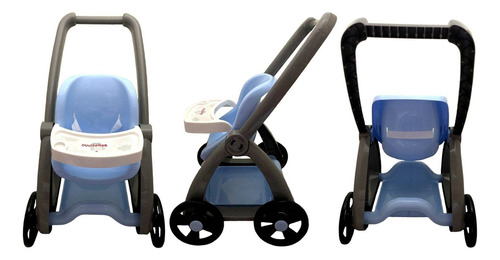 Conjunto Boneco Bebê Real Menino Recém Nascido Ninos Reborn Pesadinho Com Acessórios Mamadeira Chupeta Certidão E Pulseirinha Cotiplás E Carrinho De Passeio Azul Roma Brinquedos