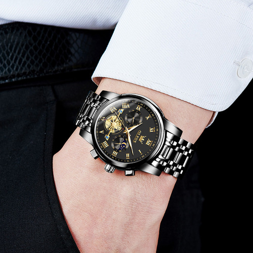 Reloj De Cuarzo Olevs Hollow Out Tourbillon Para Hombre Color Del Fondo Negro