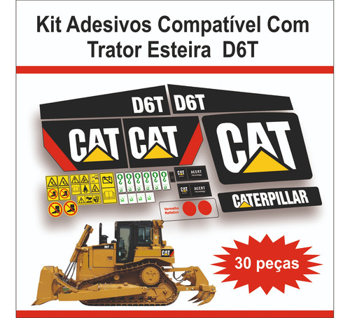 Kit Adesivos Compatíveis Com Máquina Trator Esteira D6t Cat