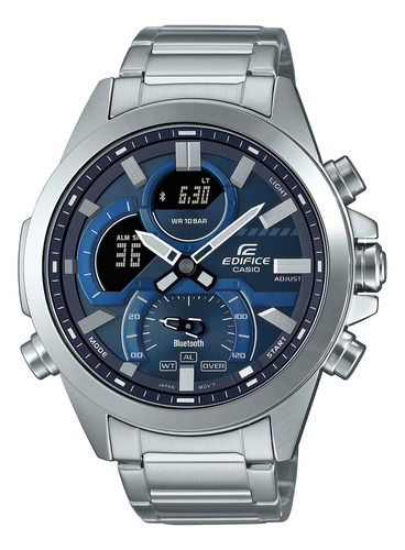 Reloj Edifice Ecb-30d-2adf Acero Hombre Plateado Plateado Plateado Azul