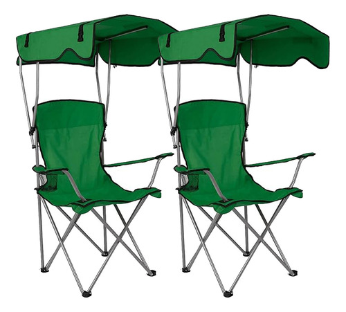 Combo 2 Sillas Plegables Camping Playa Ajustable Portátil Color Verde