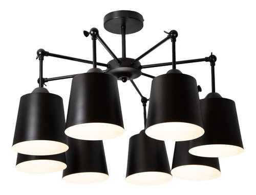 Lumimexico 23247-2 Lámpara De Techo Negro Mate Dark Decor E27 40w 8 Luces