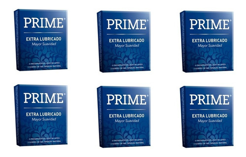 Preservativos Prime Extra Lubricado 6 Cajas De 3u (total18u)